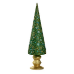 9" Floral Bloom Cone Tree - Evergreen