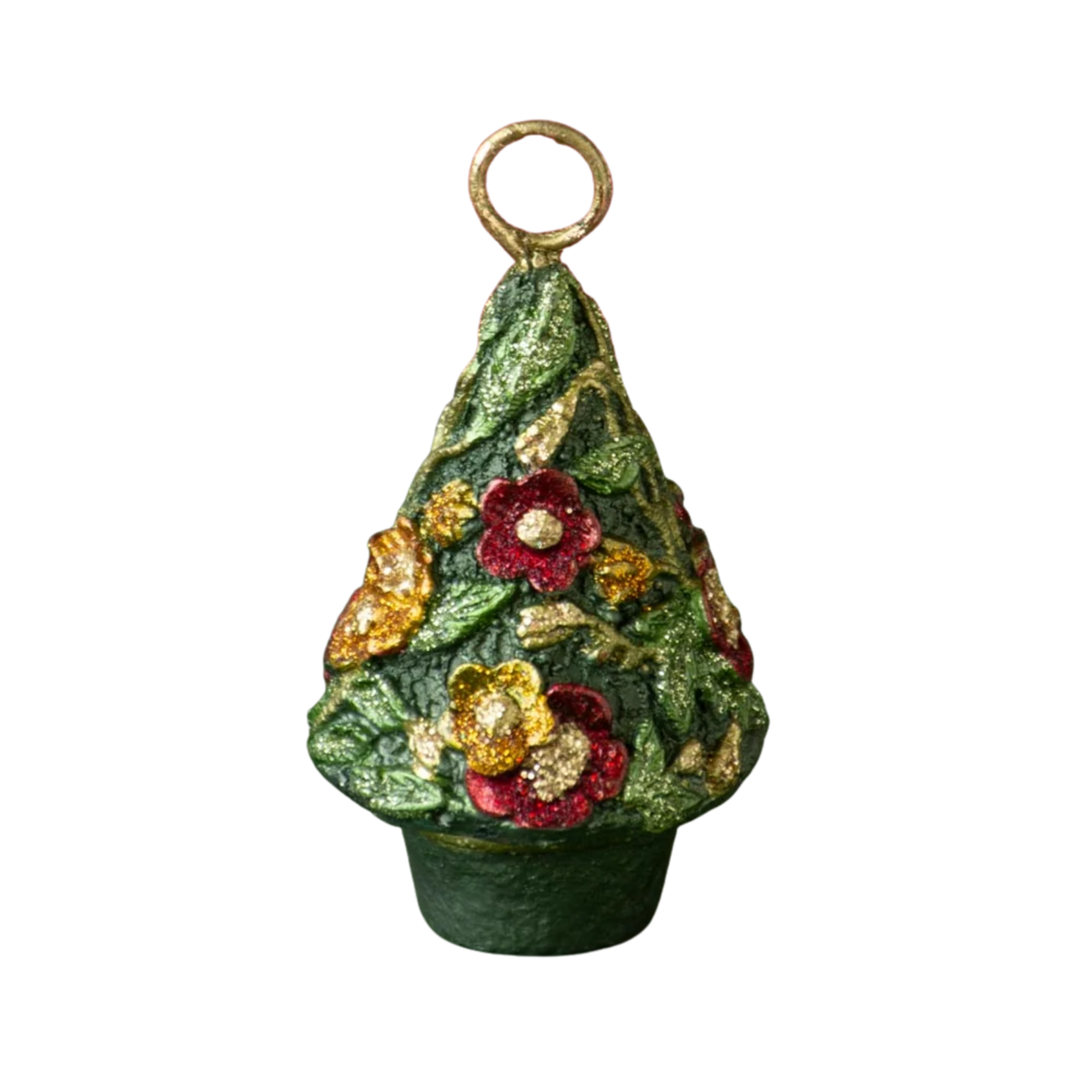 2.75 " Floral Bloom Place Card Holder - Traditional Green