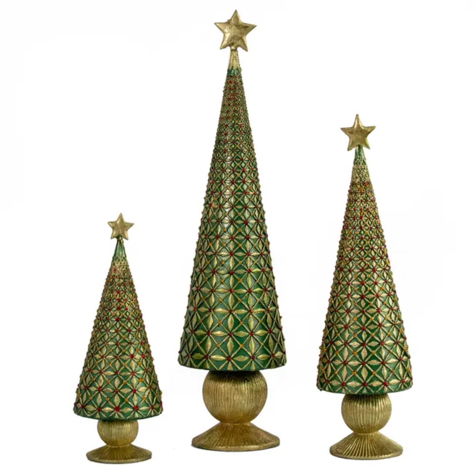 9" Diamond Burst Cone Tree - Traditional Green