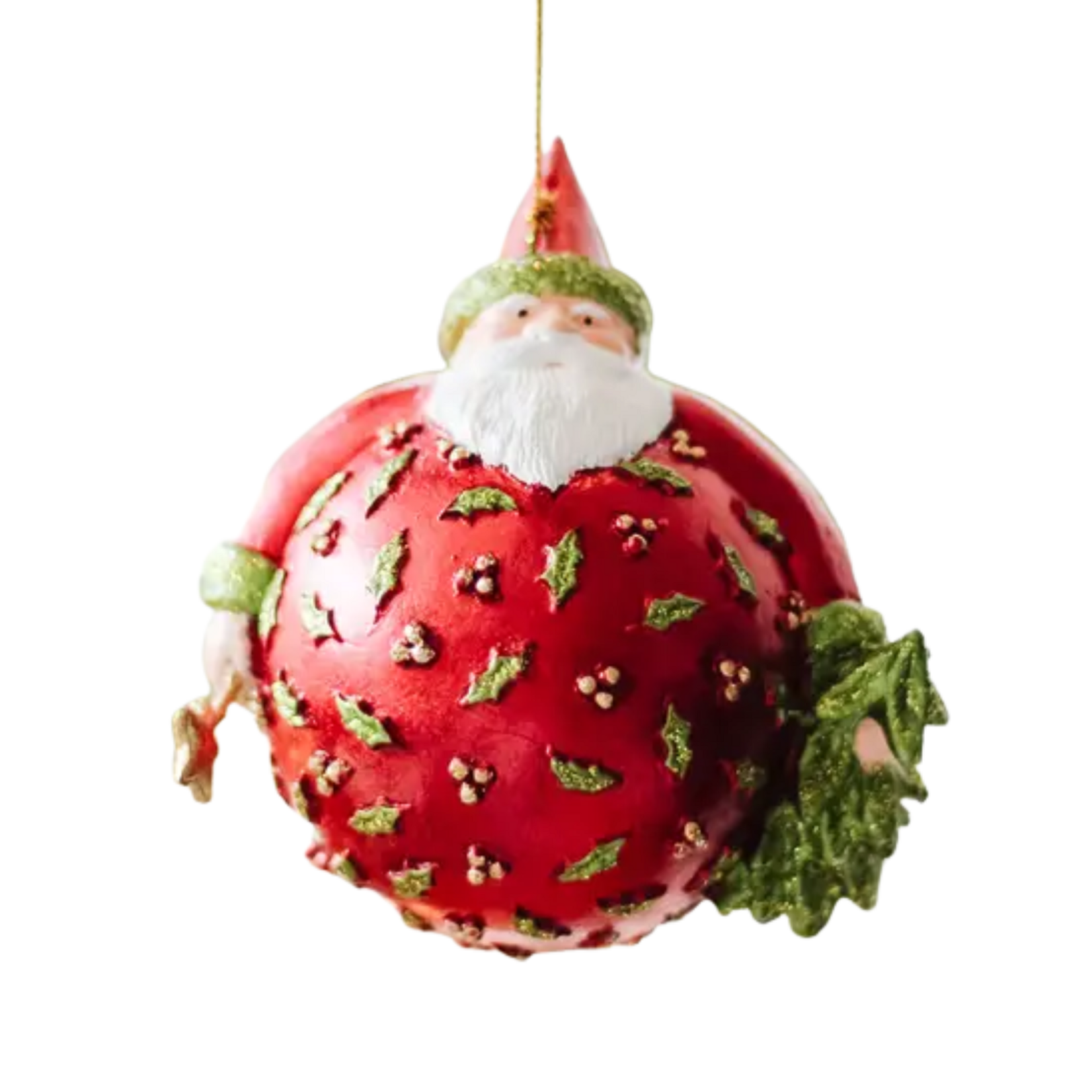 4.5" Holly Berry Santa Tree & Star Ornament - Red/Citron
