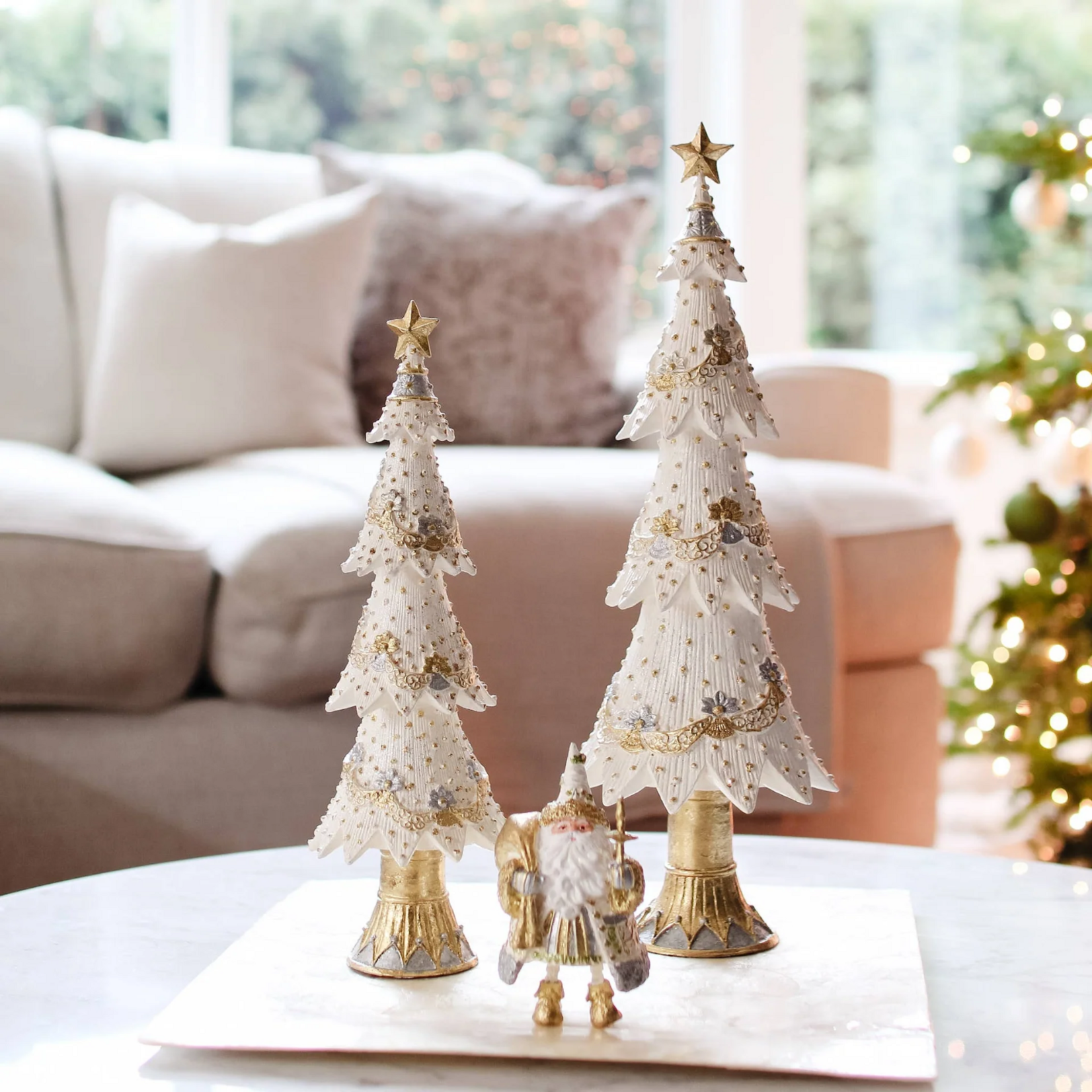 17 " Floral Swirly Garland Neo Tree - Ivory