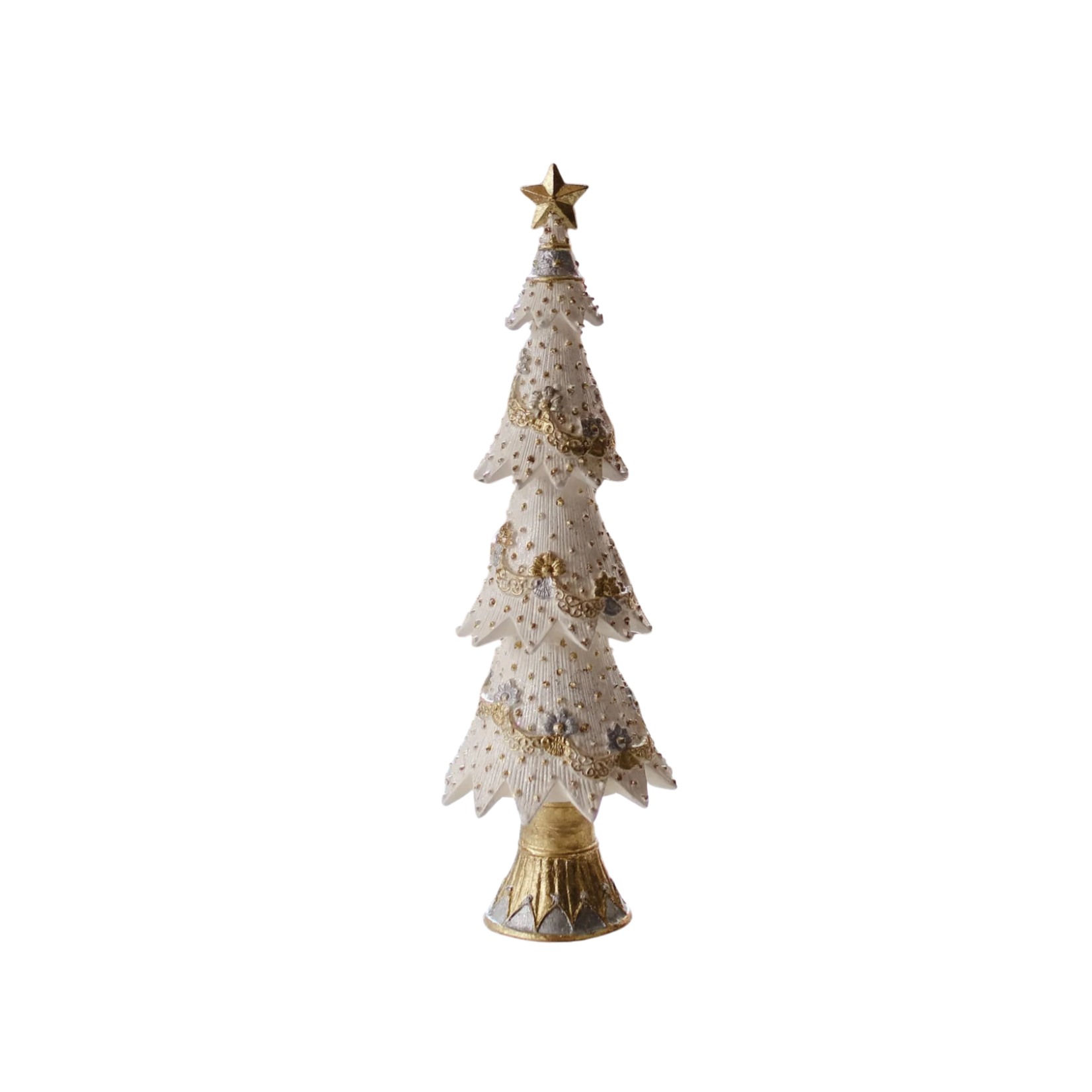 9" Floral Swirly Garland Neo Tree -Ivory