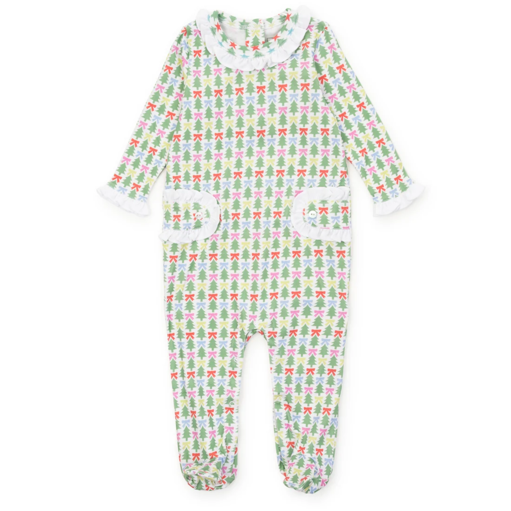 Lila + hayes Lucy Girls Romper - Tree Topper Bows