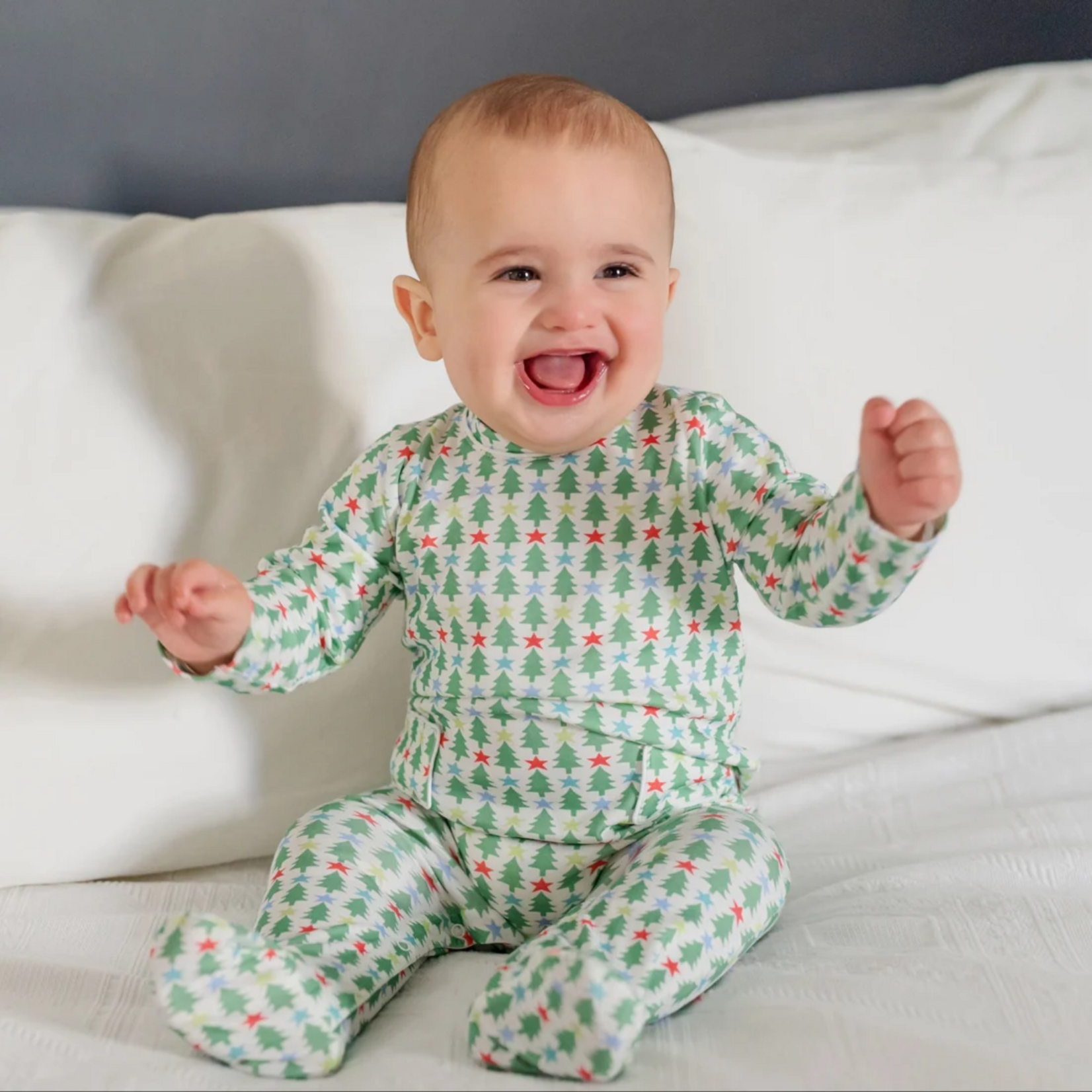 Lila + hayes Preston Boys Romper - Tree Topper Stars