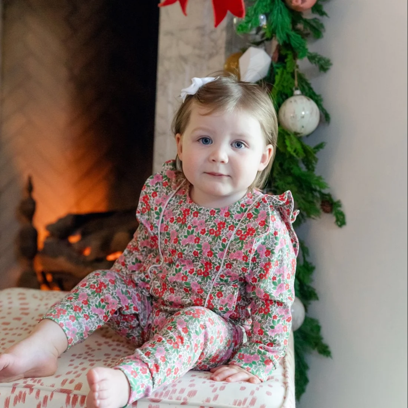 Lila + hayes Evelyn Girls Romper - Floral Noel