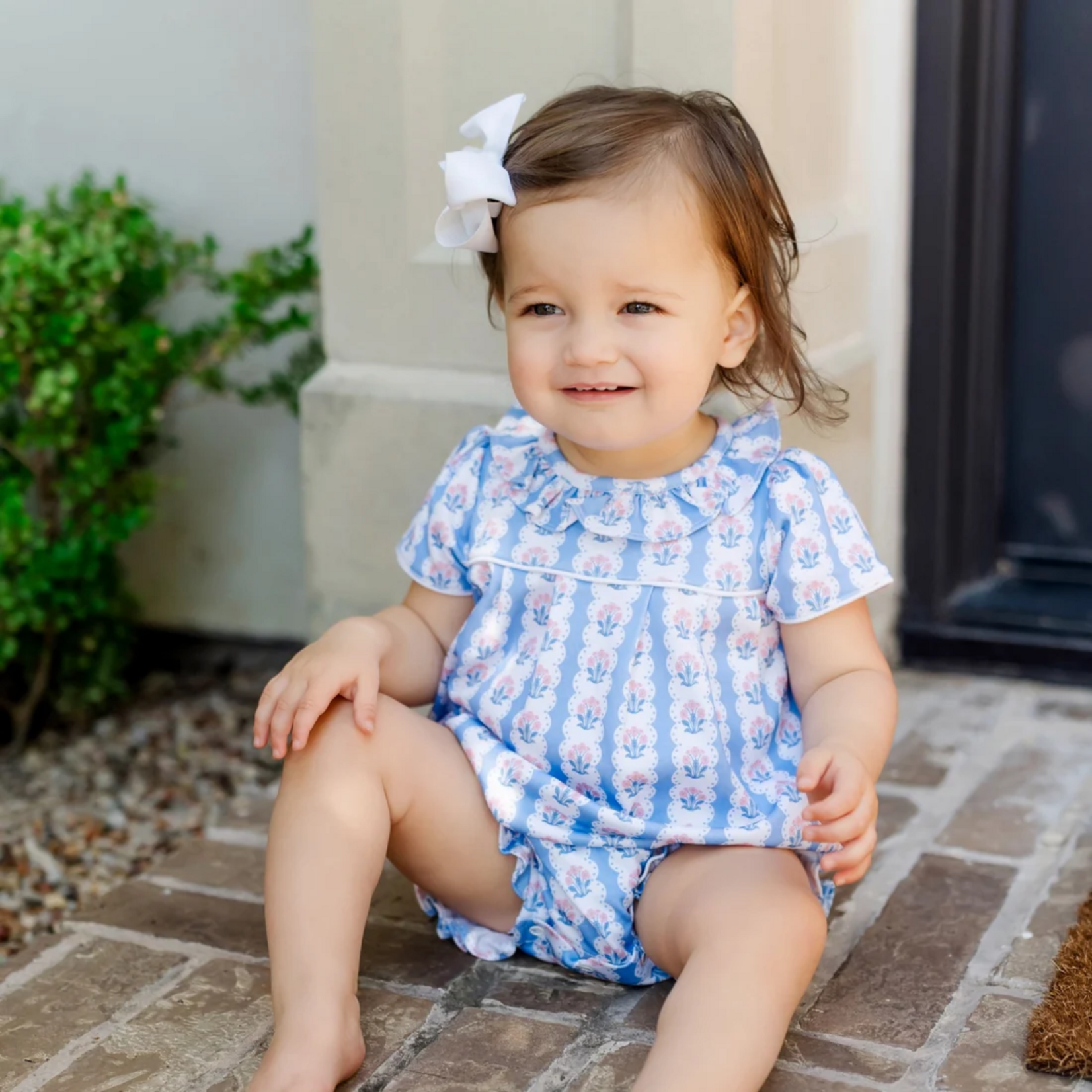 Lila + hayes Charlotte Girls Pima Cotton Bubble - Harvest Ribbon Floral