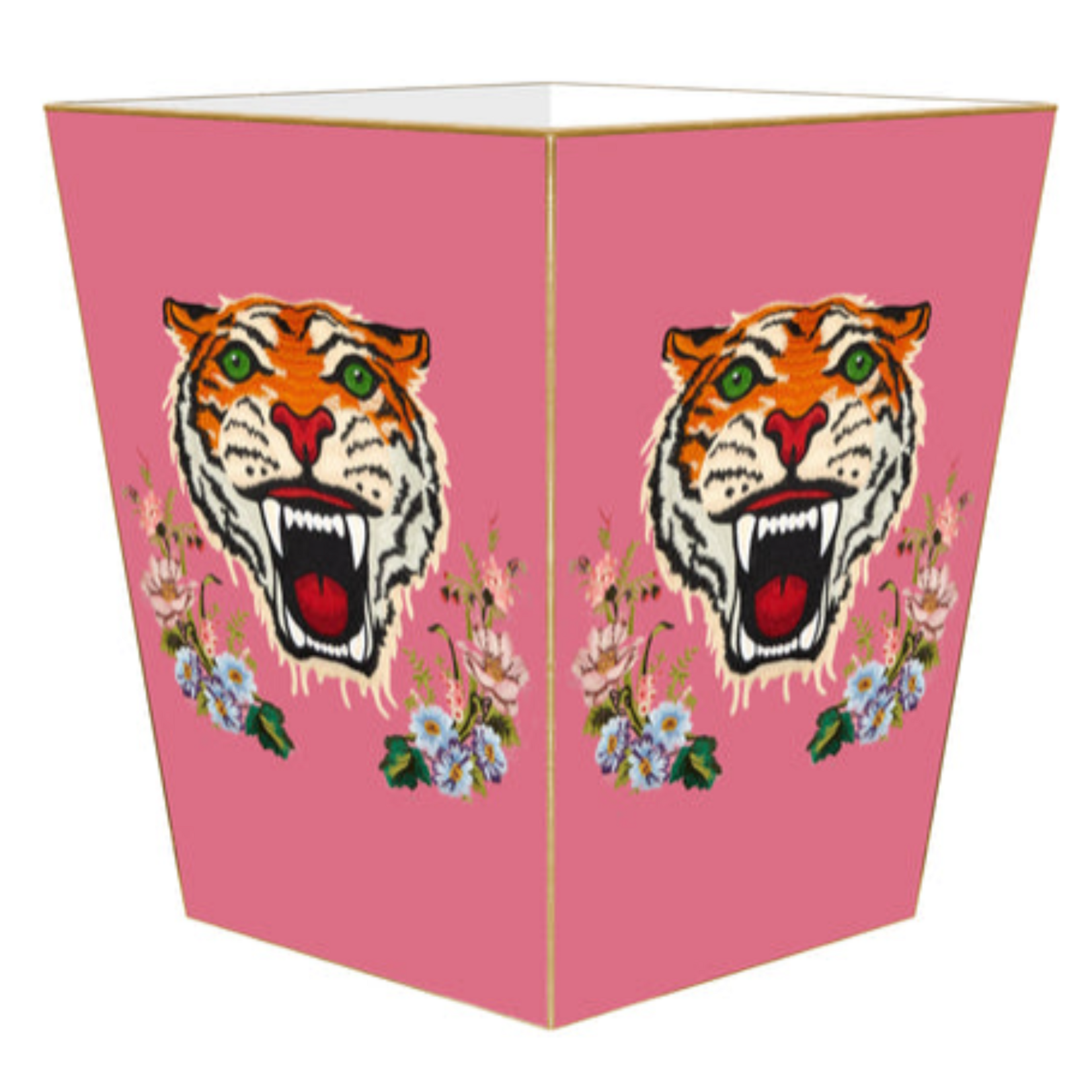 Marye- Kelley Tiger on Pink  Wastebasket