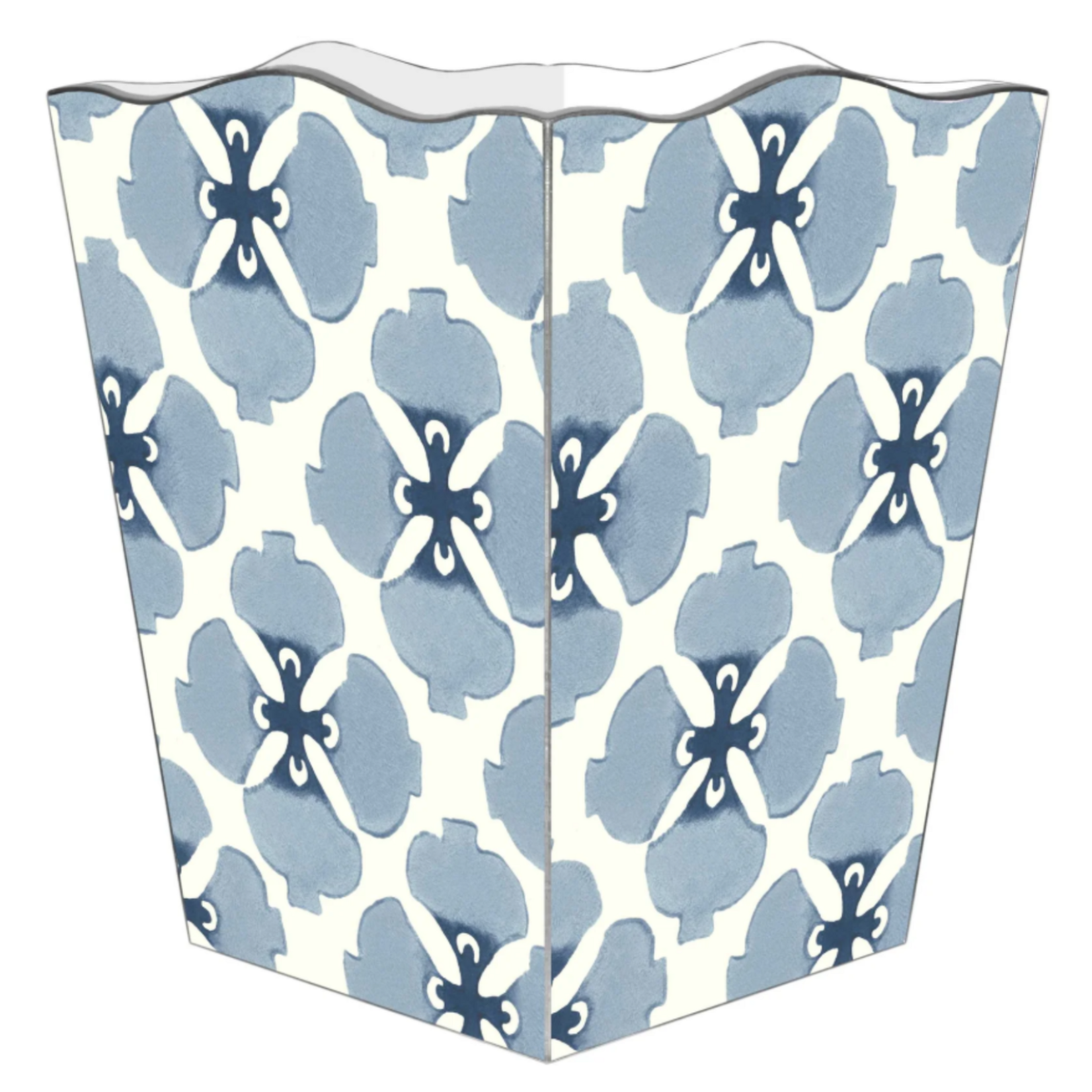Marye- Kelley Allison Blue Scalloped  Wastebasket