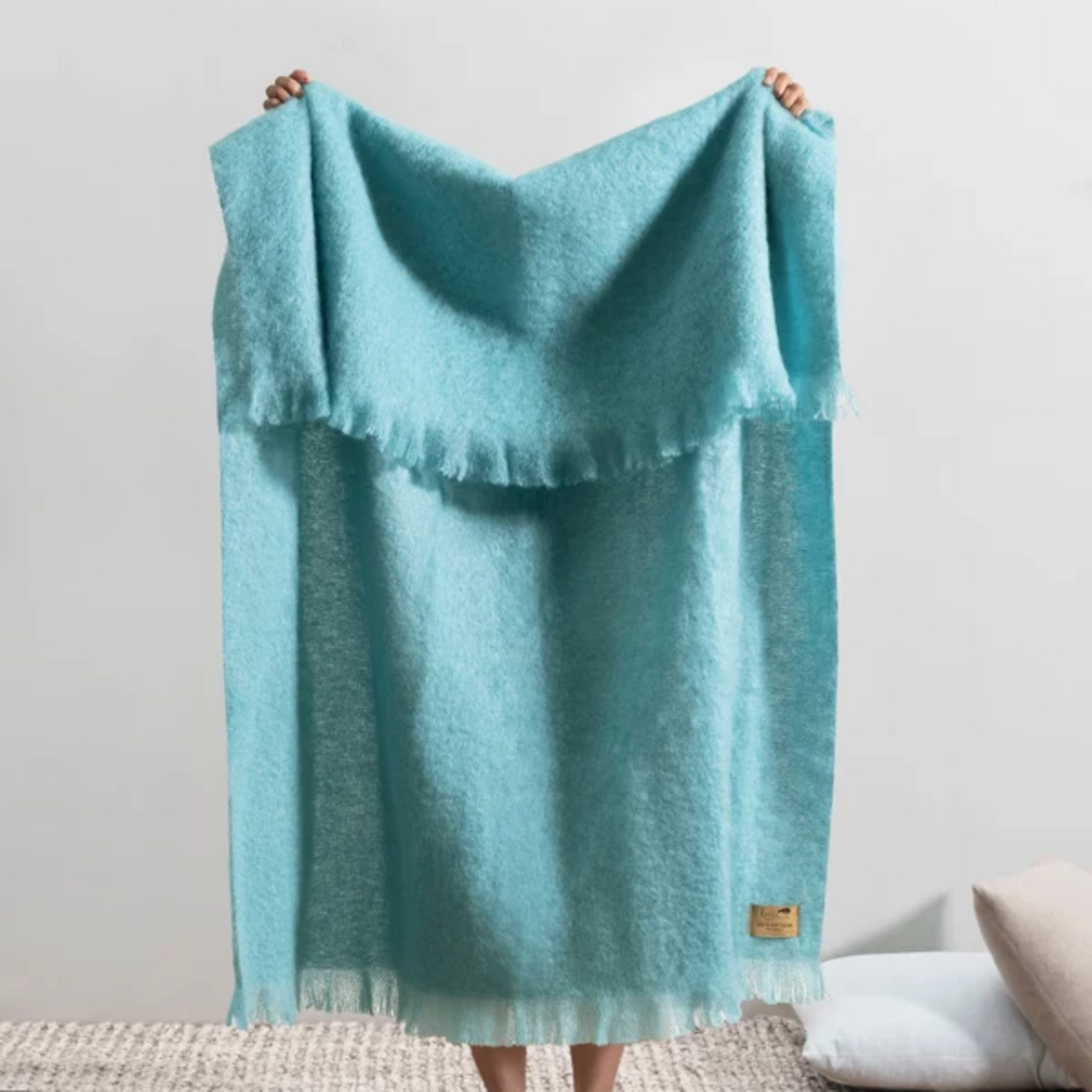 Sea Spray Brushed Mohair Throw