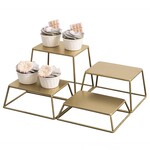 Discount Central MyGift Modern Brass Tone Metal Nesting Buffet Table