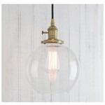 Discount Central PERMO 1-Light Vintage Industrial Clear Glass Hanging Pendant Light