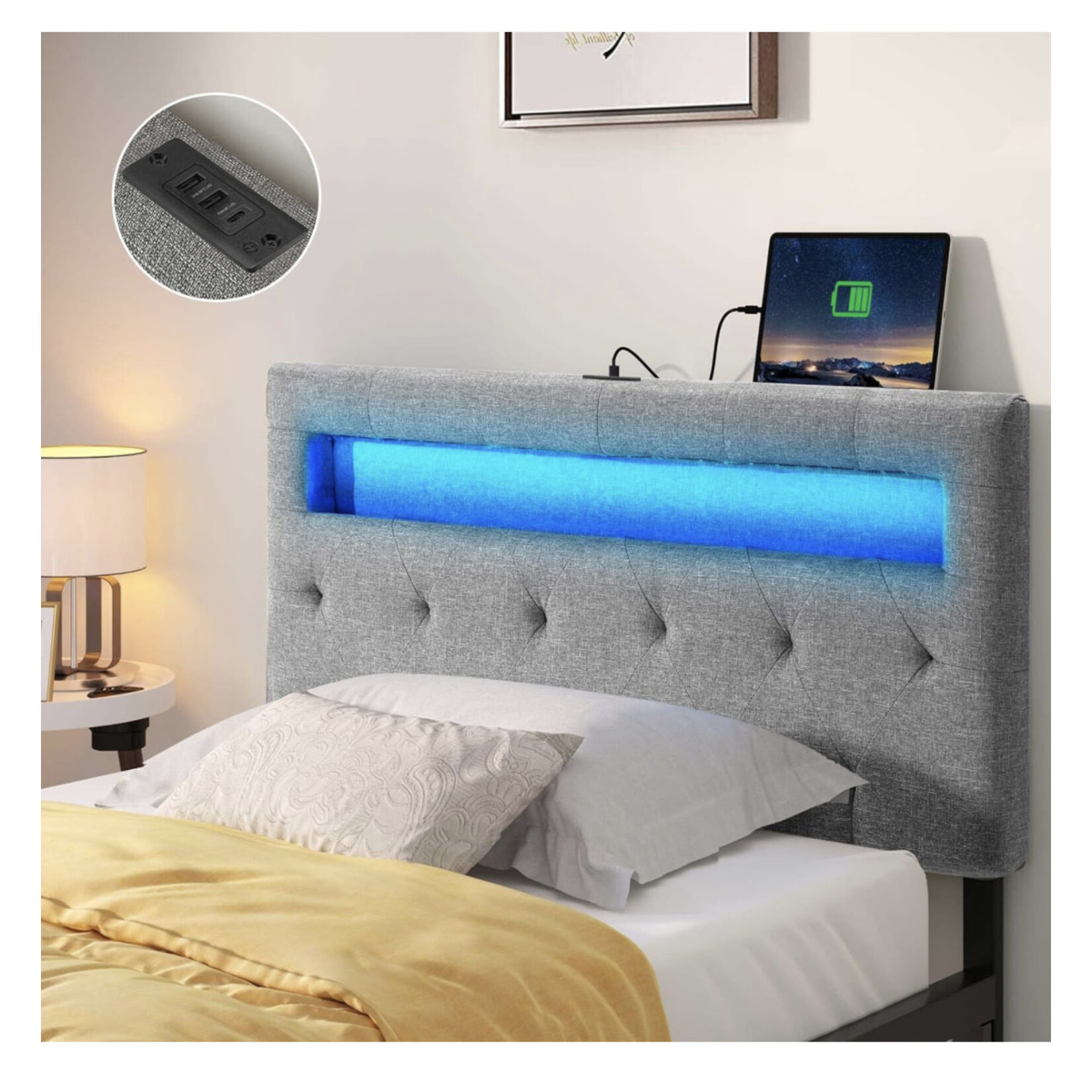 Discount Central Twin sized LED lit headboard