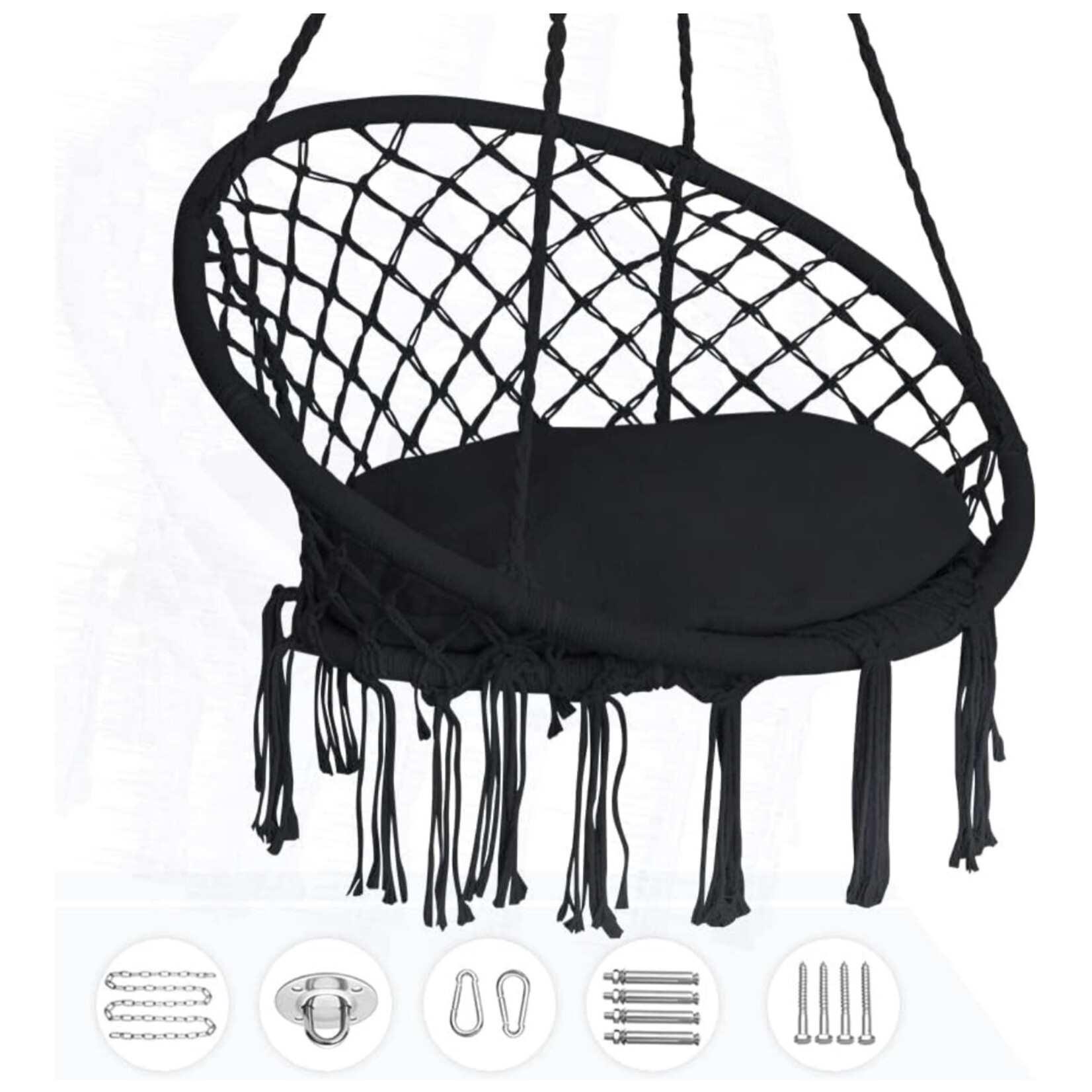 Discount Central Rope Hammock chair swing - BLACK