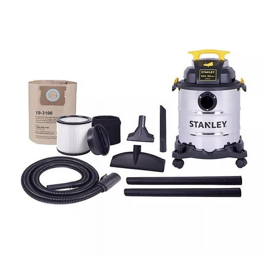 Discount Central Stanley 6 Gallon Wet/Dry Vacuum 5.0 Peak HP Stainless