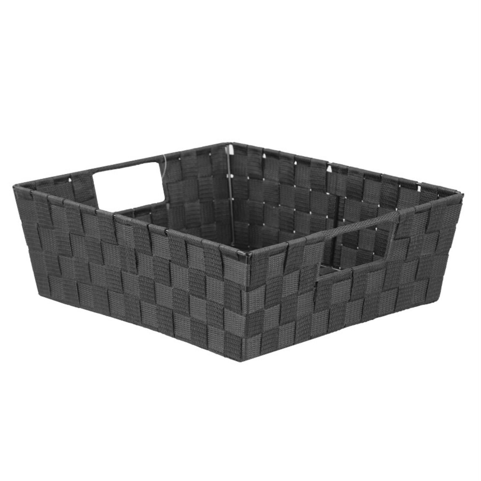 Discount Central Large Polyester Woven Strap Storage Bin With Handles, Black
