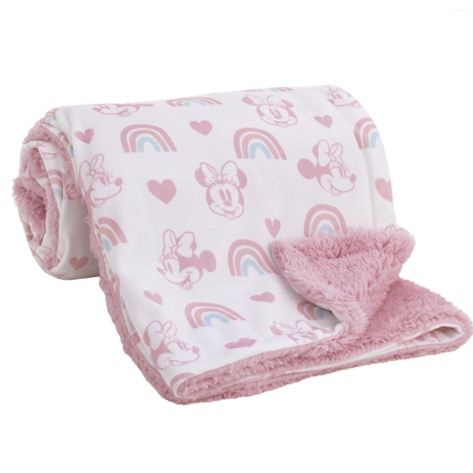 Discount Central Disney Minnie Mouse Rainbow and Hearts Blanket