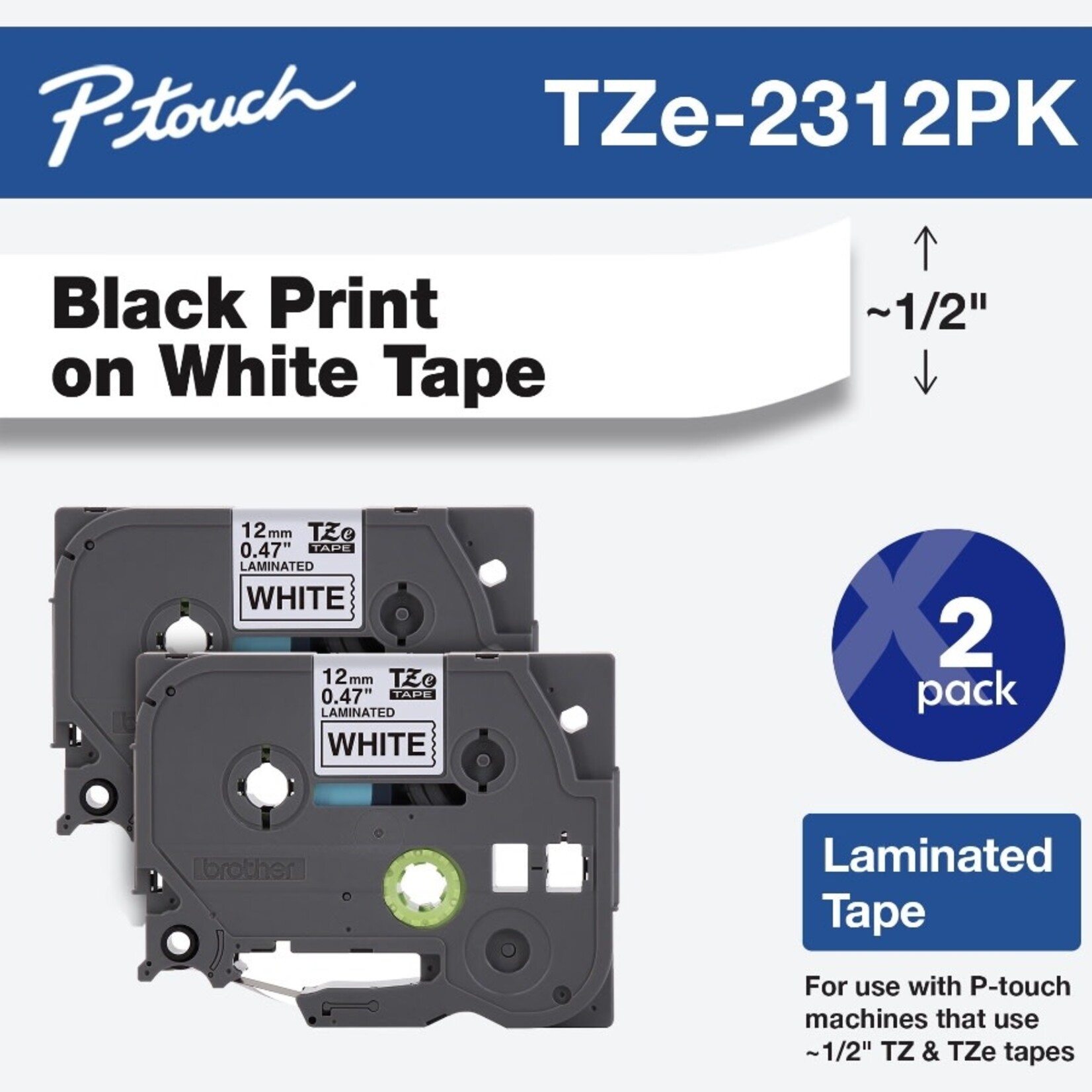 Discount Central Brother P-Touch Laminated Labels TZe2312PKW