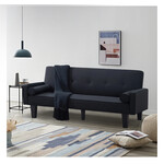 Discount Central Black square arm fabric futon