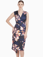 Kay Unger Dark midnight floral print midi dress