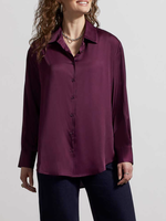Tribal Black orchid silk-like button blouse