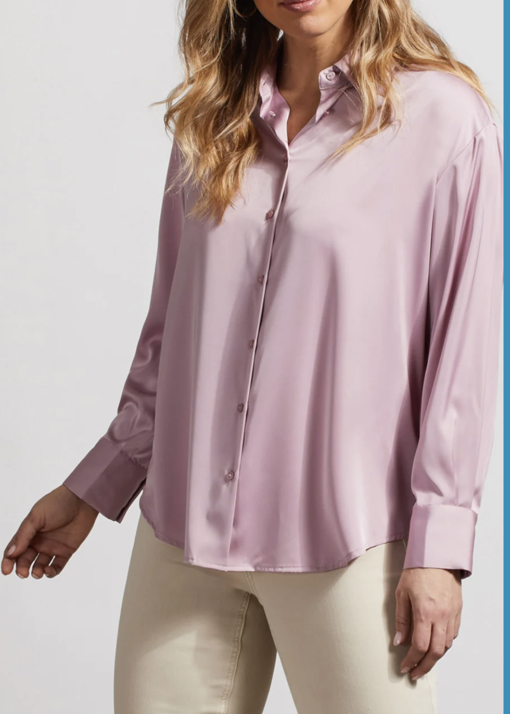 Tribal Mauve shadow silk-like button blouse