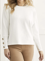 Tribal Cream raglan top with button cuff detail