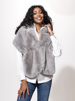 Alison Sheri Grey faux fur shawl