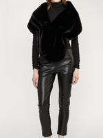 Alison Sheri Black faux fur shawl