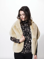 Alison Sheri Beige faux fur shawl
