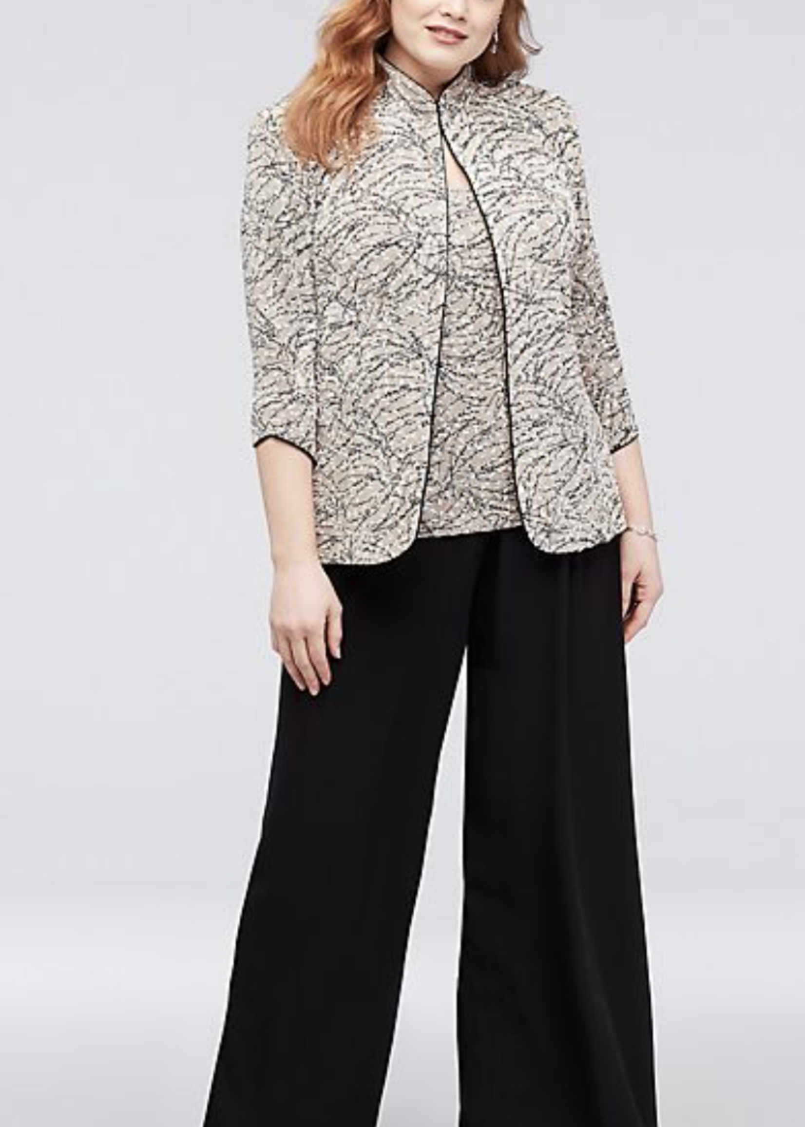 Alex evening Chiffon Plus straight leg dress pant