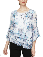 Alex evening Ruffle sleeve floral print