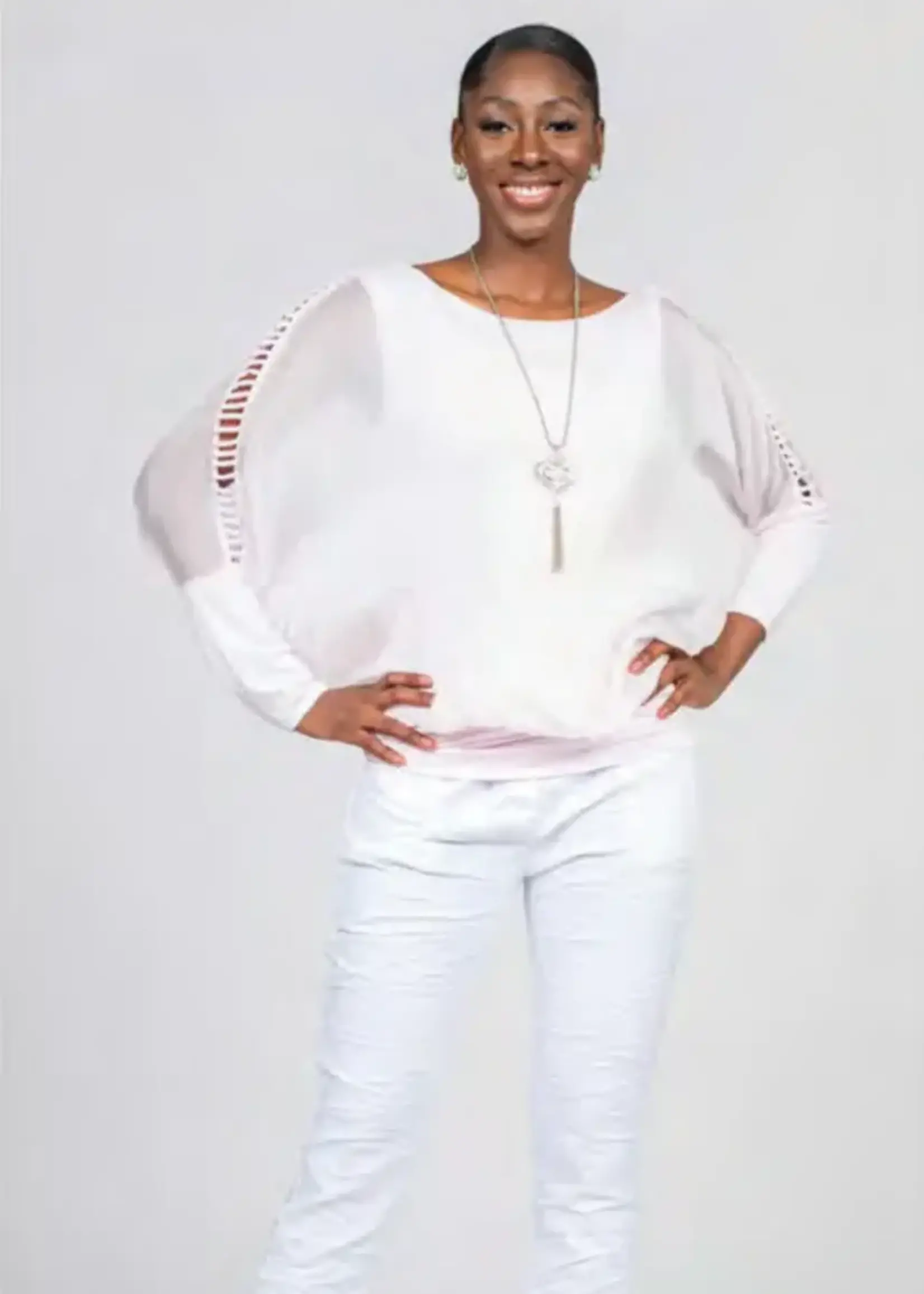 Bella Amore Silky ladder sleeve top