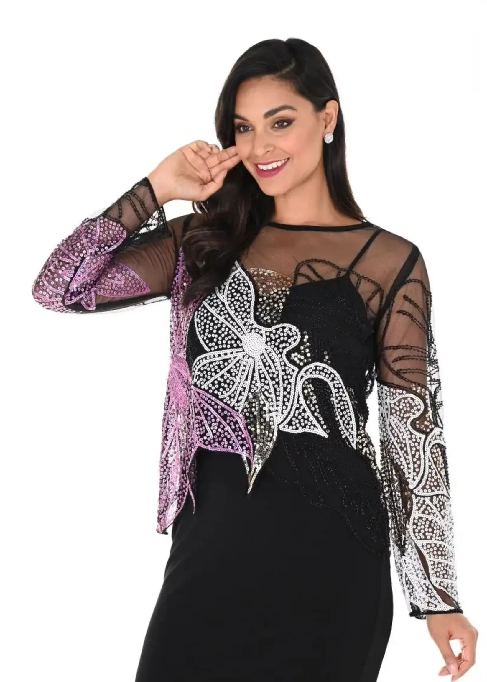Frank Lyman Mesh sequin detail