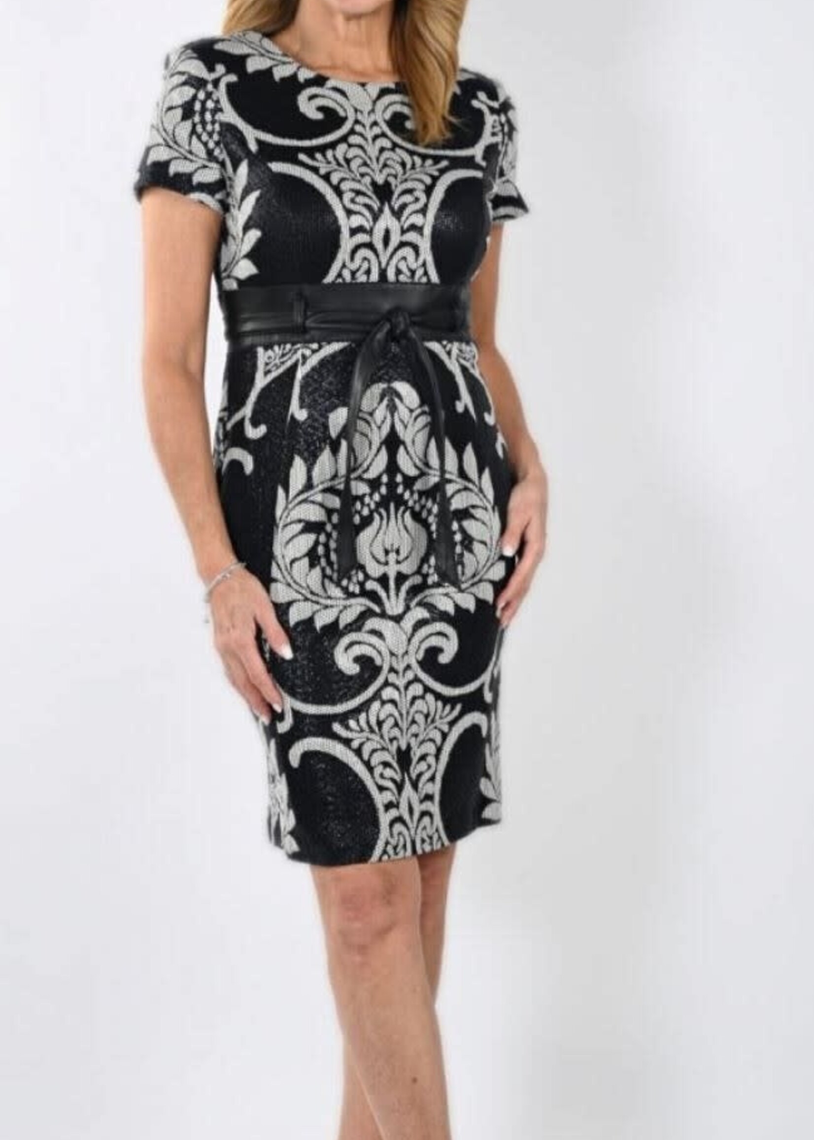 Frank Lyman Patterned belted dress