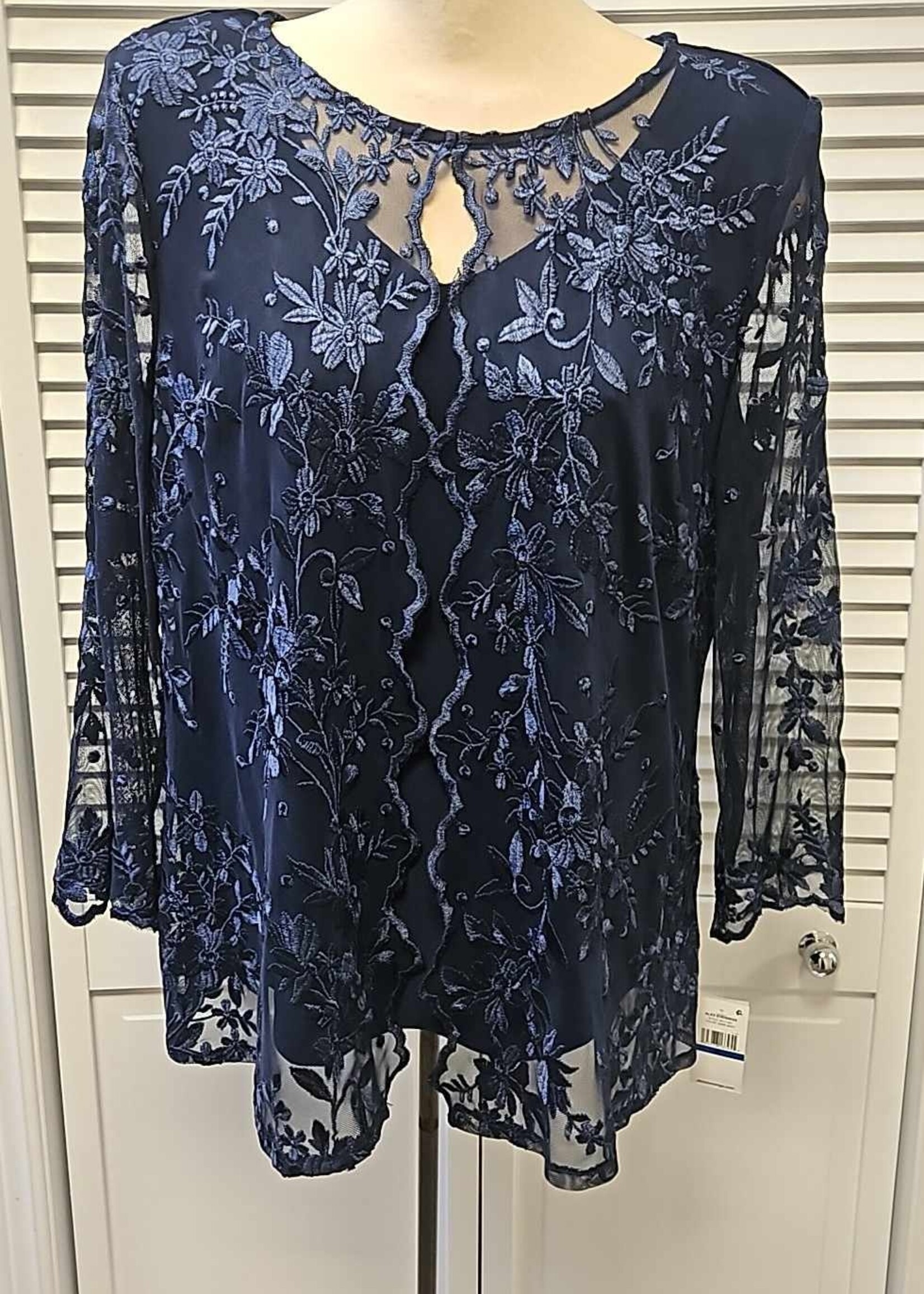 Alex evening Embroidered mock twin set