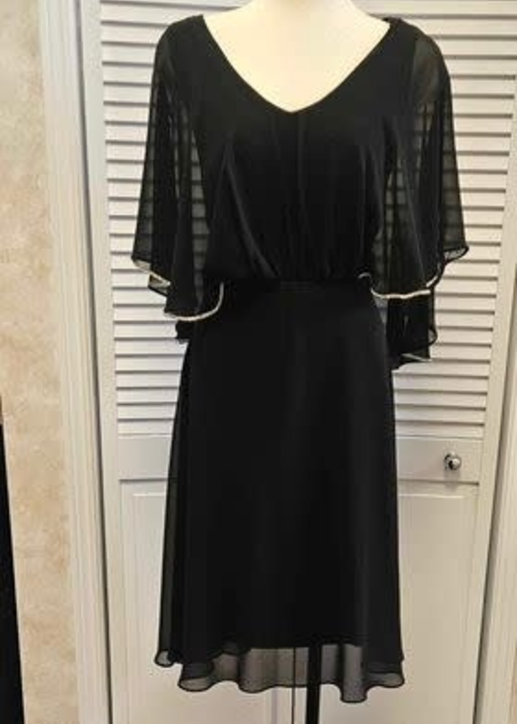 Frank Lyman Chiffon caplet sleeve rhinestone trim dress