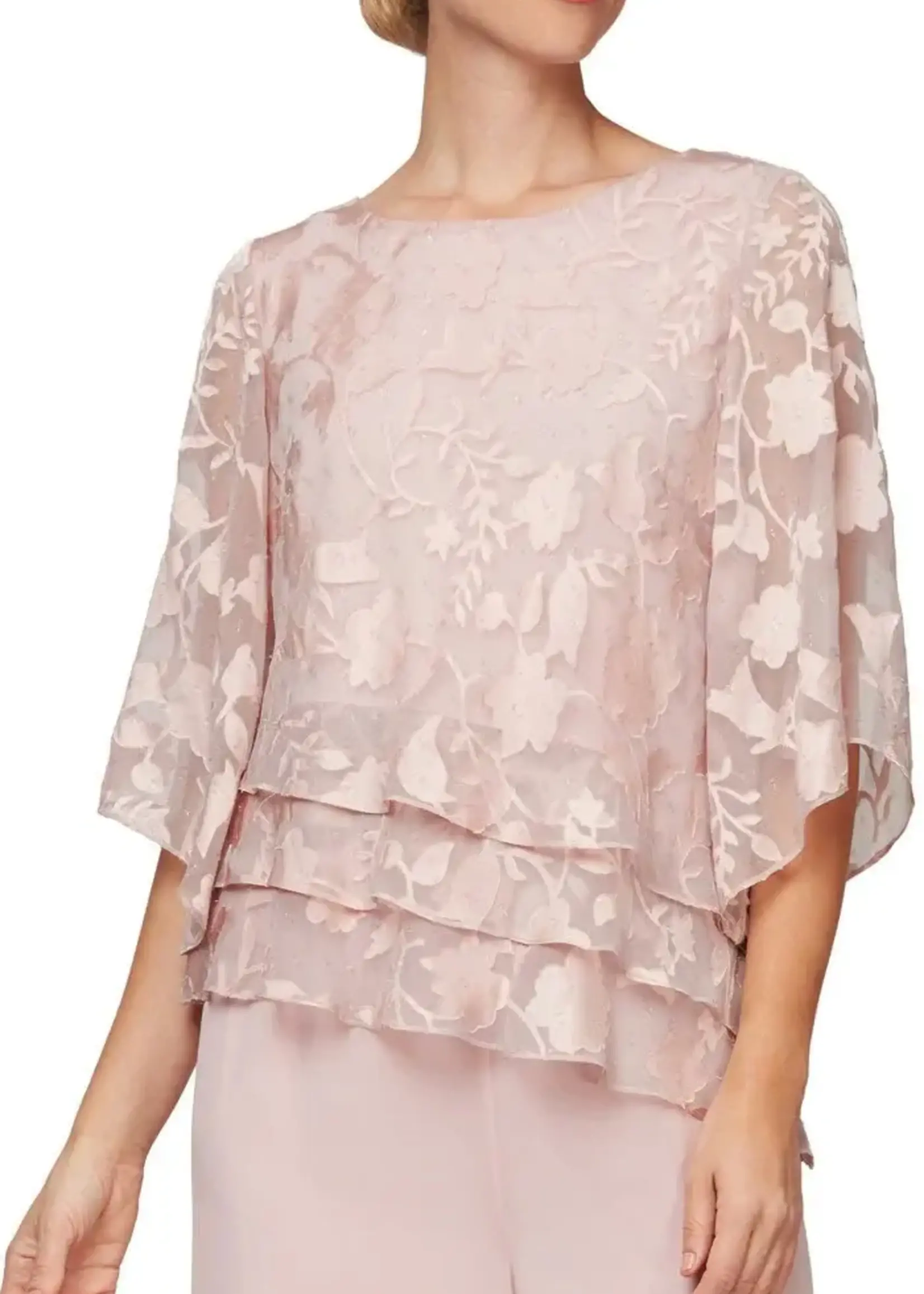 Alex evening Chiffon triple tier blouse