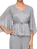 Alex evening Metalic tie- waist blouse