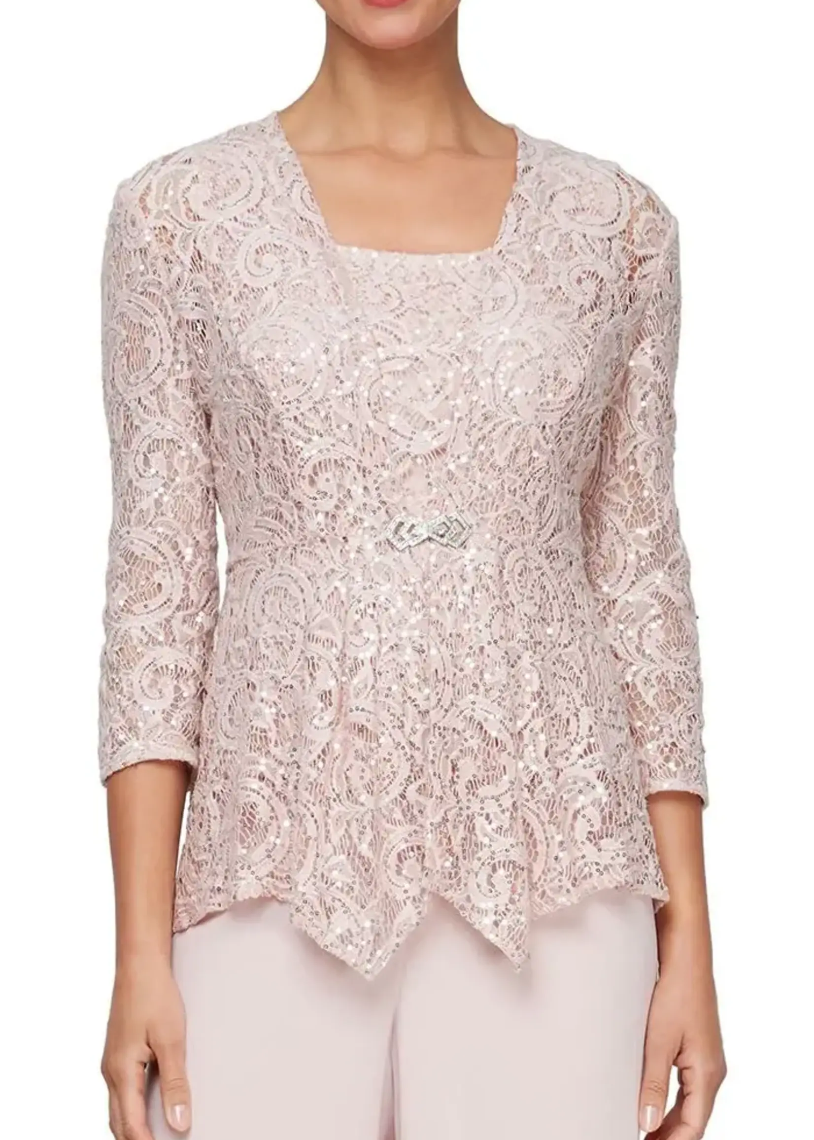 Alex evening Sequin lace twin set