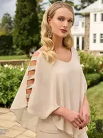 Frank Lyman Embellished ladder sleeve cape blouse