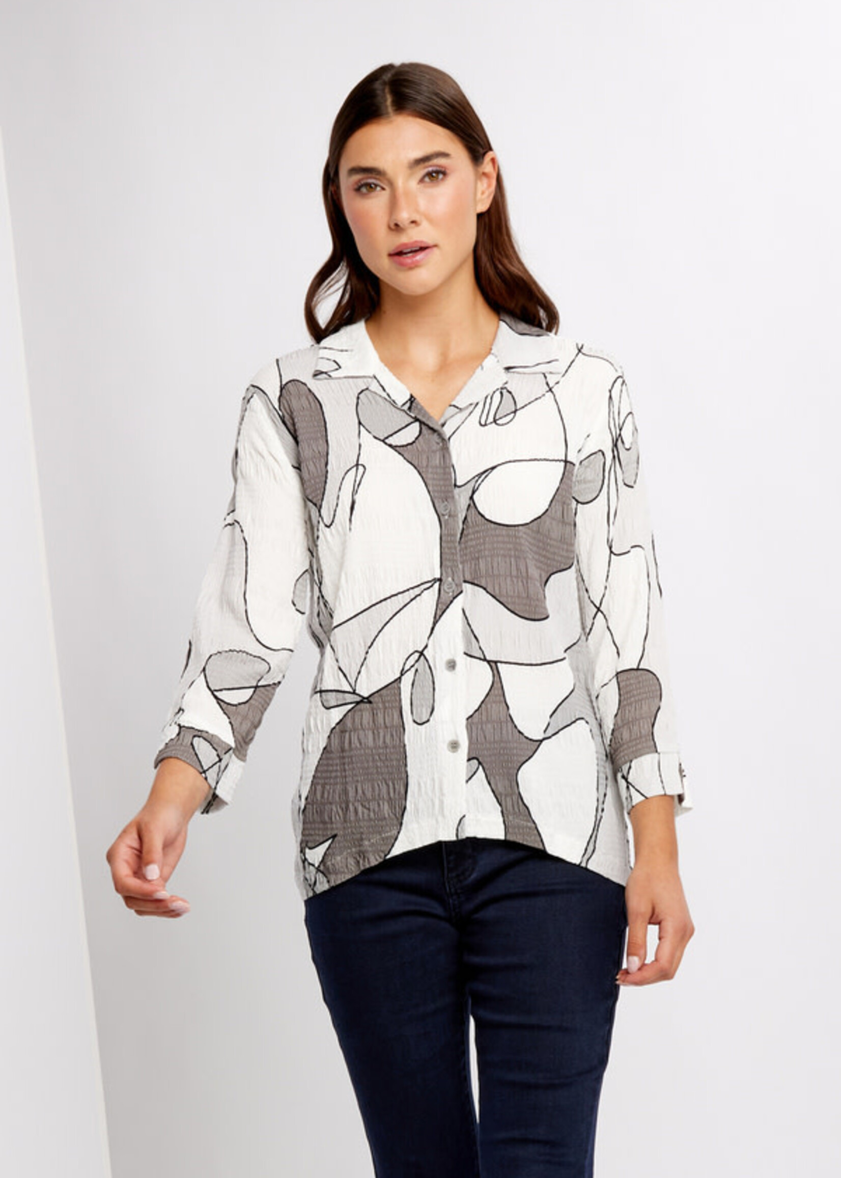 Dolcezza Crinkle abstract print blouse