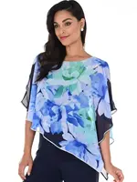 Frank Lyman Floral print rhinestone trim overlay