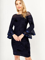 Frank Lyman Ruffle sleeve lace beaded gown