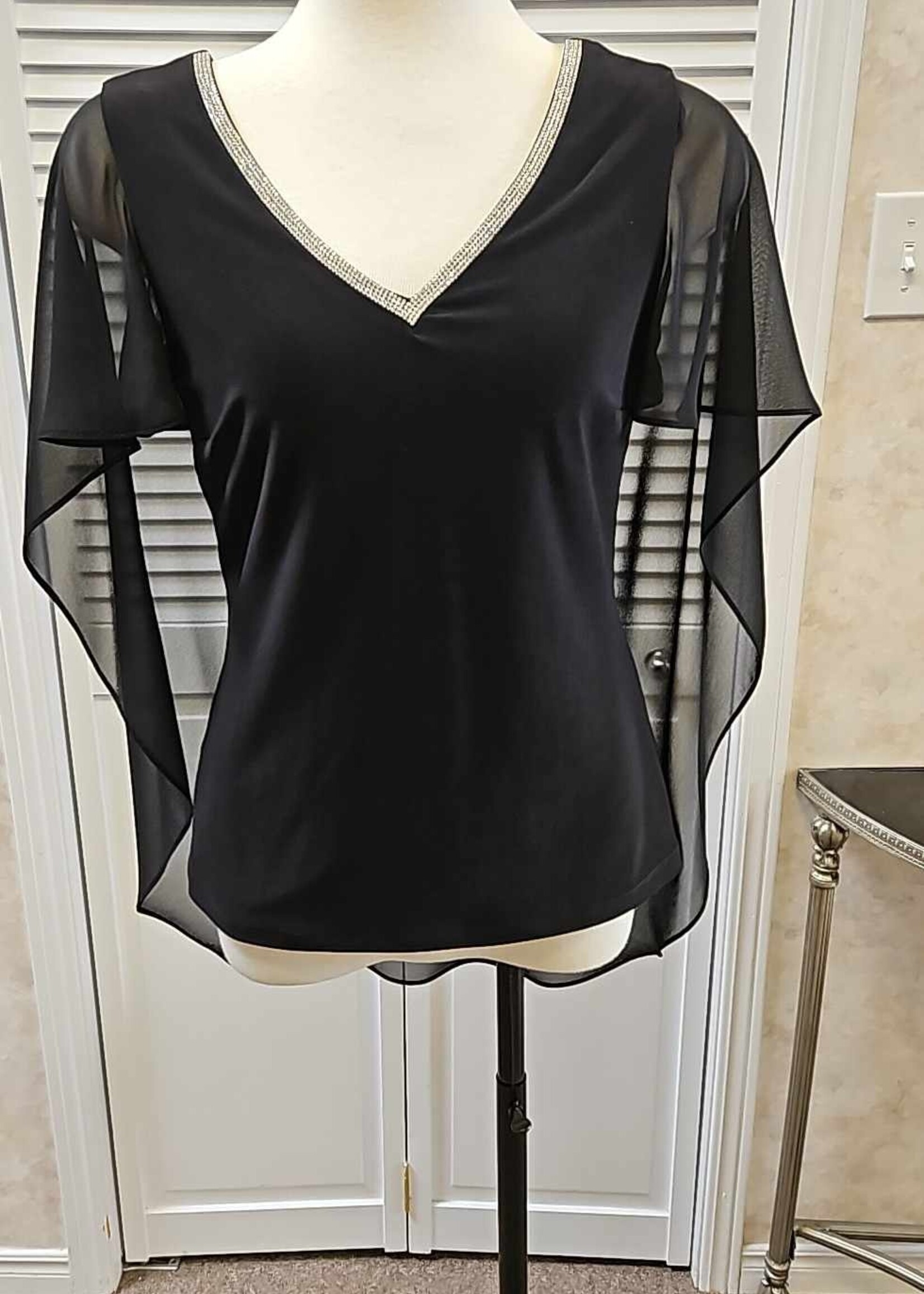 Frank Lyman Chiffon sleeve cape blouse