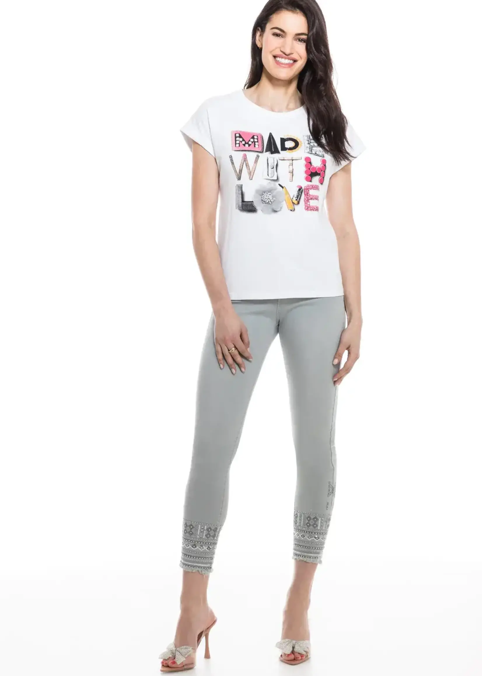 Orly Fringe embroidered hem jean