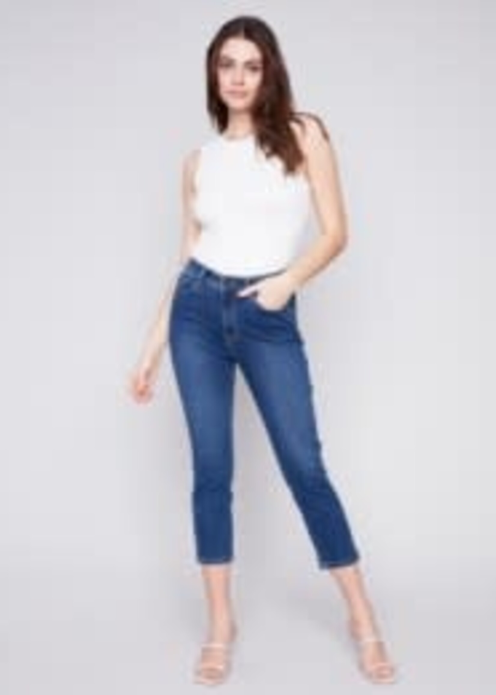 Charlie B Crop jean with zip hem detail