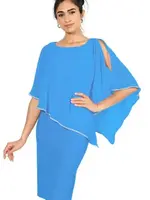 Frank Lyman Chiffon cape overlay w/ rhinestone trim