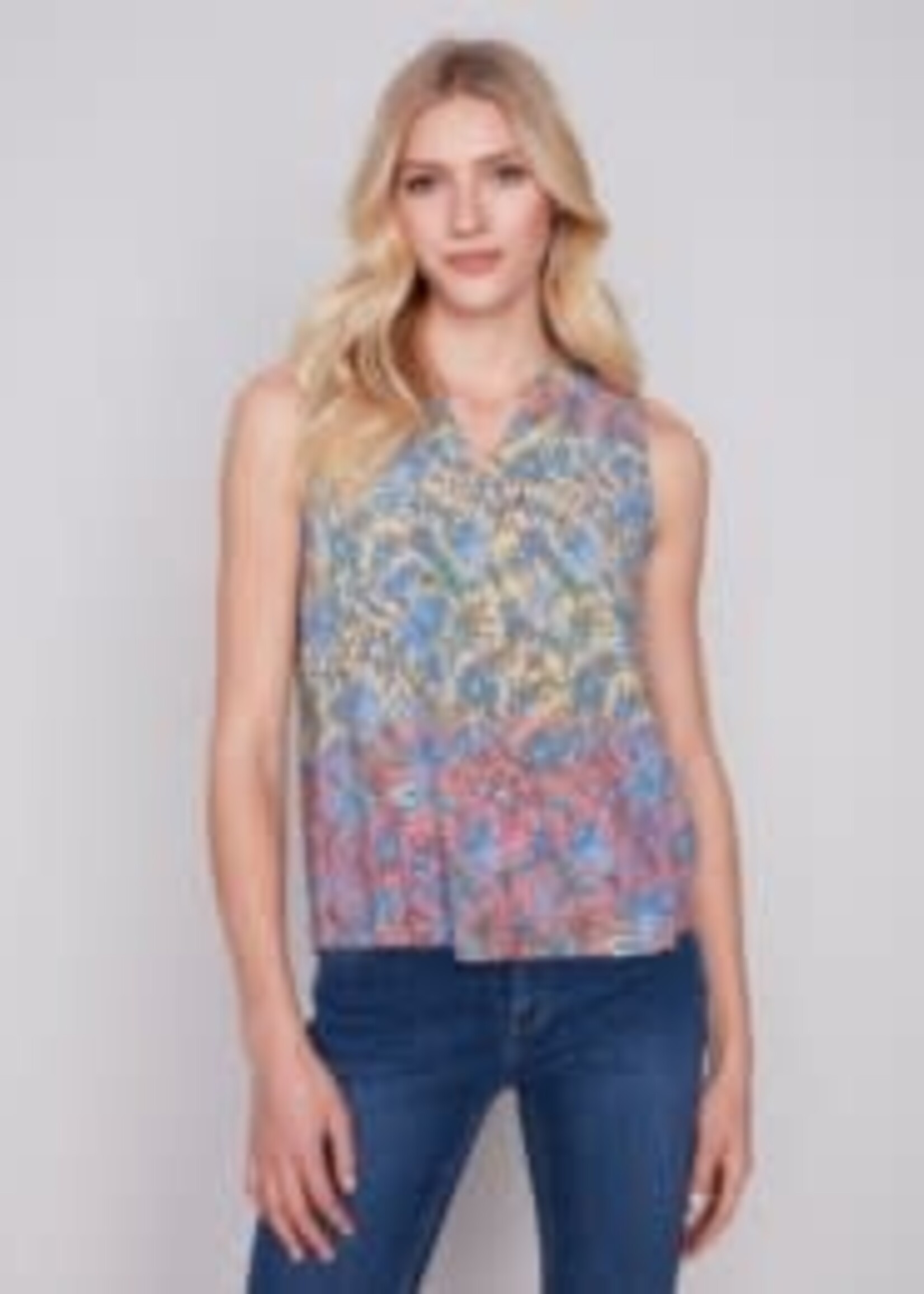 Charlie B Sleeveless ruffle top