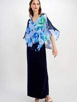 Frank Lyman Floral chiffon overlay gown