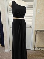Frank Lyman One shoulder gown dress w/ cut-out embellish